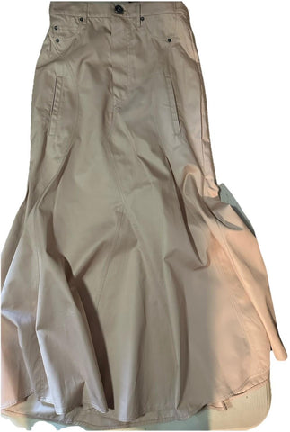 New $2090 Burberry Gabardine Maxi Flare Skirt Color PALE NUDE 42/8 England