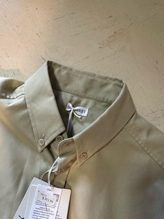 New Burberry Men’s Oversized Cotton Button-Front Shirt Color HUNTER  XL Italy
