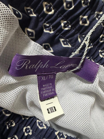 NWT $395 Ralph Lauren Purple Label Amalfi Printed Swim Trunks Navy Size XL