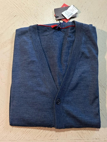 New $975 Isaia Men Merino Wool Cardigan Sweater Navy Size XL