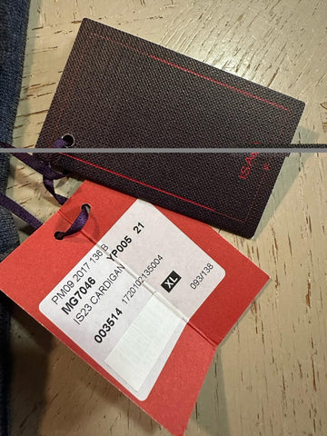 New $975 Isaia Men Merino Wool Cardigan Sweater Navy Size XL