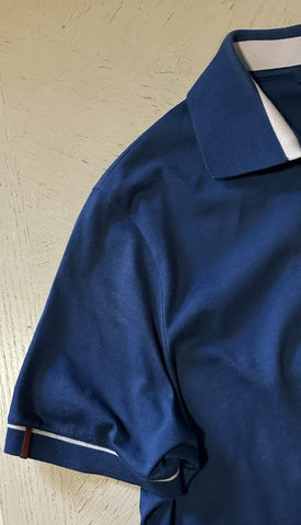 $1050 Loro Piana Men Zipper Polo Shirt  BLUE Size M Italy