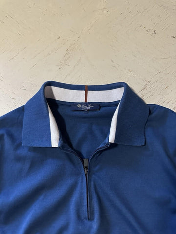$1050 Loro Piana Men Zipper Polo Shirt  BLUE Size M Italy