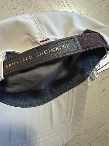NWT Brunello Cucinelli Men Logo Print Baseball Cap Hat Cream Size L