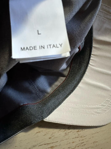 NWT Brunello Cucinelli Men Logo Print Baseball Cap Hat Cream Size L