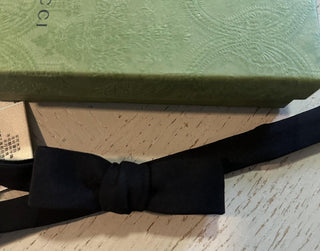New Gucci Silk Skinny Bow Tie Black Made in Italy