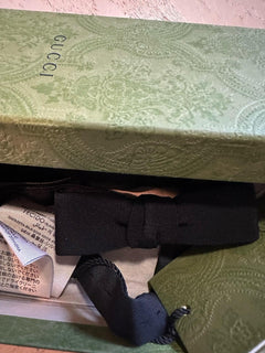 New Gucci Silk Skinny Bow Tie Black Made in Italy