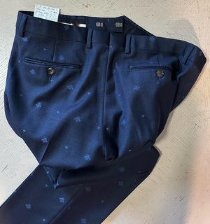 NWT $3700 Gucci Men Bee Heart Tone Wool Suit Navy 46R US/56R Eu