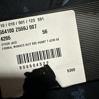 NWT $3700 Gucci Men Bee Heart Tone Wool Suit Navy 46R US/56R Eu