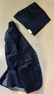 NWT $3700 Gucci Men Bee Heart Tone Wool Suit Navy 46R US/56R Eu