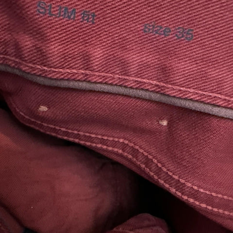 ZEGNA Denim Slim Fit Pants Jeans Red Size 35 New