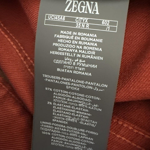 ZEGNA Denim Slim Fit Pants Jeans Red Size 35 New