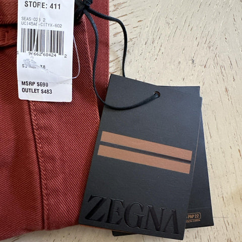 ZEGNA Denim Slim Fit Pants Jeans Red Size 38/54 New