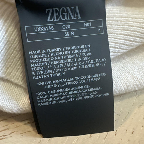 NWT ZEGNA Long Sleeve Cashmere Turtleneck Sweater White 56 Eu/XXL