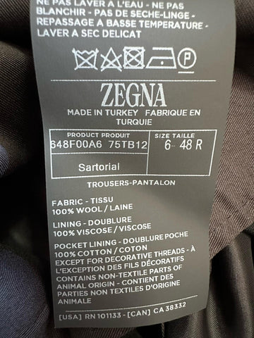 ZEGNA Regular Fit Dress Pants 15 MIL MIL Wool DK Gray 32 US ( 48 Eu ) New $980