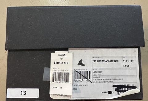 Ermenegildo Zegna Leather Loafers Shoes Black 12 US/45 Eu New $950