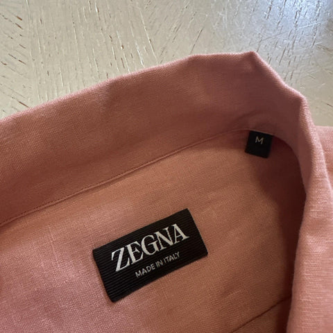 ZEGNA Men Linen Short Sleeve Shirt Pink Size M New $780 Italy
