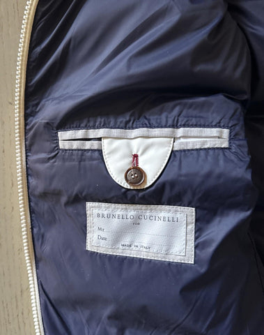 New $3350 Brunello Cucinelli Fair Isle Puffer Vest Gilet Navy/White Size S