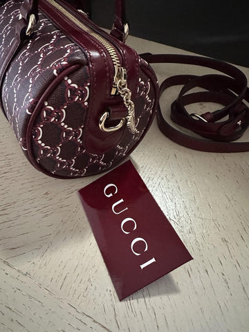 Gucci GG Print small shoulder bag in the Rosso Ancora Burgundy 796230 New $2250