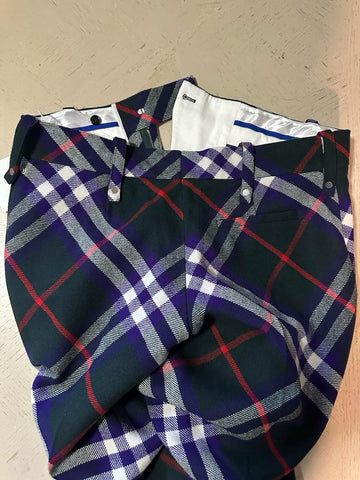 NWT $2850 Burberry Men’s Check Wool Pants Green/Blue/Red 32 US ( 48 Eu ) Italy