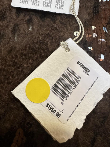 New $1950 Brunello Cucinelli Knit Embellished Cropped Sweater Vest DK Brow L