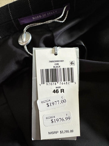 Ralph Lauren Purple Label Double-Breasted Suit Black 46R US/56R Eu New $3295