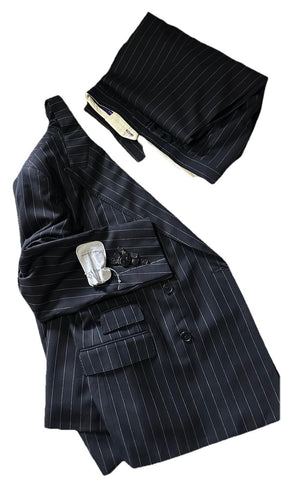 Ralph Lauren Purple Label Double-Breasted Suit Black 46R US/56R Eu New $3295