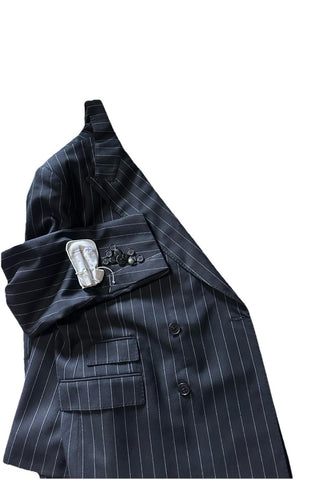 Ralph Lauren Purple Label Double-Breasted Suit Black 46R US/56R Eu New $3295