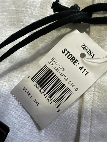 ZEGNA Men Linen Shirt White Size XXXL New $790 Italy