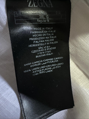ZEGNA Men Linen Shirt White Size XXXL New $790 Italy
