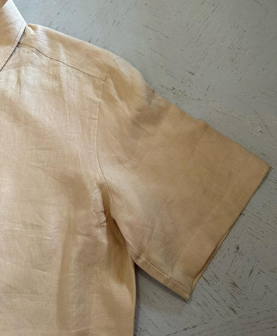 ZEGNA Men Linen Short Sleeve Shirt LT Beige Size  XXL New $780 Italy