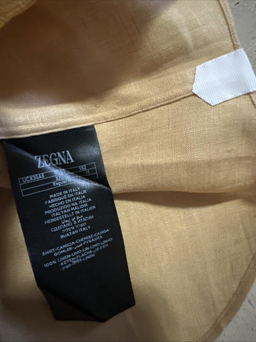 ZEGNA Men Linen Short Sleeve Shirt LT Beige Size  XXL New $780 Italy