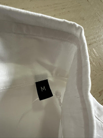 New $950 ZEGNA Men Linen Blend Button Down Shirt White Size M Italy