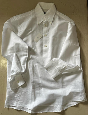 New $950 ZEGNA Men Linen Blend Button Down Shirt White Size M Italy