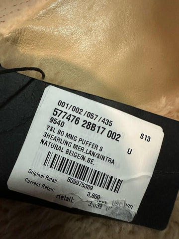 New $3800 Saint Laurent YSL SHEARLING AND LAMBSKIN Medium Shoulder Bag Beige