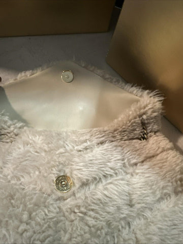 New $3800 Saint Laurent YSL SHEARLING AND LAMBSKIN Medium Shoulder Bag Beige