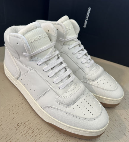 NIB Saint Laurent Mid-top Leather sneakers White 10.5 US/43.5 Eu 711250