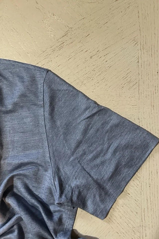 NWT $890 ZEGNA Linen Short Sleeve T-Shirt MD Blue Size XXL US ( 56 Eu ) Italy