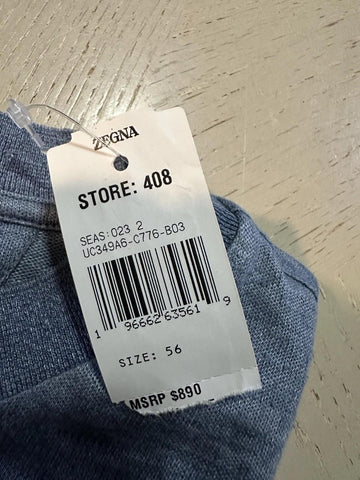 NWT $890 ZEGNA Linen Short Sleeve T-Shirt MD Blue Size XXL US ( 56 Eu ) Italy