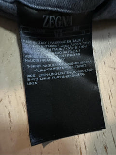 NWT $890 ZEGNA Linen Short Sleeve T-Shirt MD Blue Size XXL US ( 56 Eu ) Italy