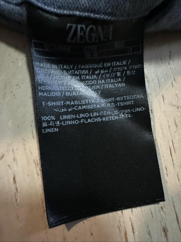 NWT $890 ZEGNA Linen Short Sleeve T-Shirt MD Blue Size XXL US ( 56 Eu ) Italy