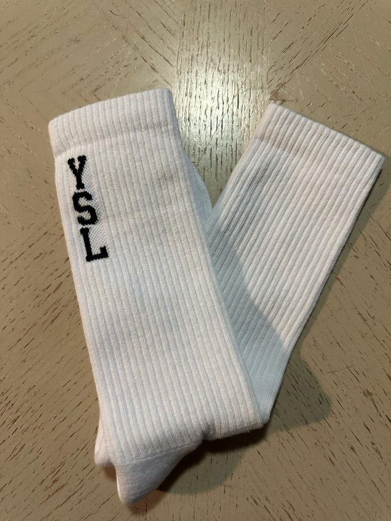 Saint Lauren YSL jacquard socks in cotton White Size M ( 42/43 ) Italy 667500