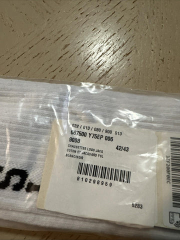 Saint Lauren YSL jacquard socks in cotton White Size M ( 42/43 ) Italy 667500