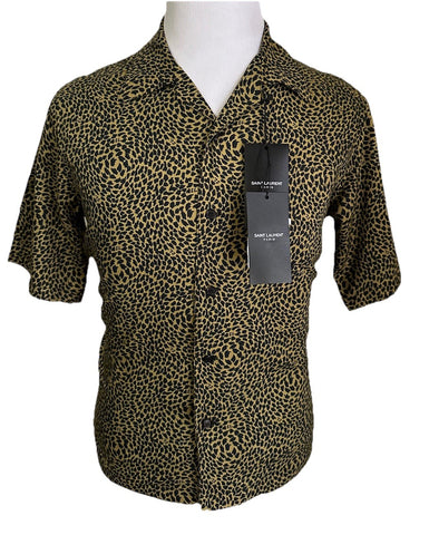 NWT $890 Saint Laurent Men Hawaii SL Print black leopard pattern Shirt Size M
