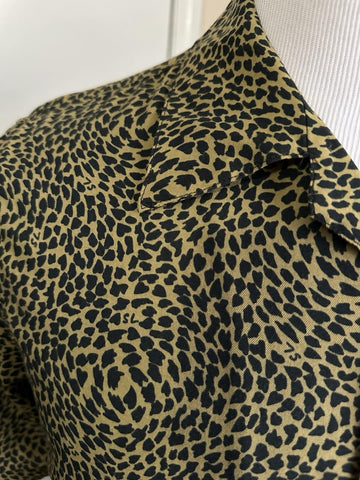 NWT $890 Saint Laurent Men Hawaii SL Print black leopard pattern Shirt Size M