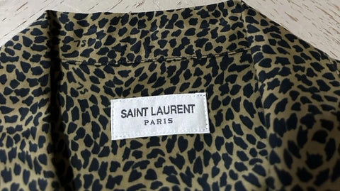 NWT $890 Saint Laurent Men Hawaii SL Print black leopard pattern Shirt Size M