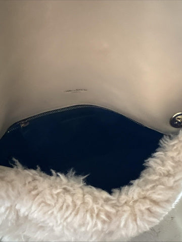 New $3800 Saint Laurent YSL SHEARLING AND LAMBSKIN Medium Shoulder Bag Beige