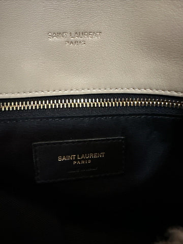 New $3800 Saint Laurent YSL SHEARLING AND LAMBSKIN Medium Shoulder Bag Beige