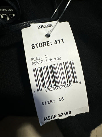 NWT $2490 ZEGNA Cashmere Hoodie Sweater Pullover Black 48 Eu ( S-M ) Italy