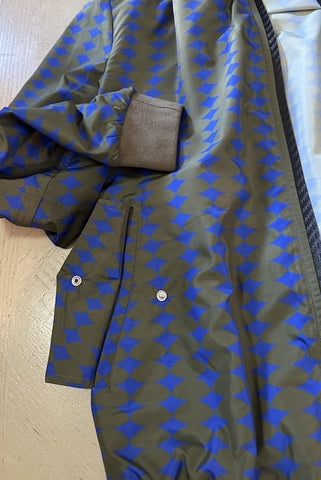 NWT  Kiton Men Diamond-Print Windbreaker Track Jacket BLUE OLIVE 50/M
